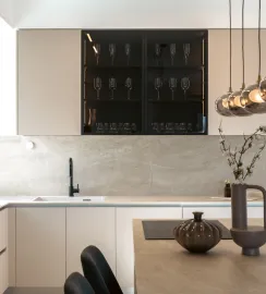 beautifully painted living room interior with warm tones