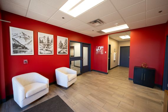 professional interior commercial painting project in progress