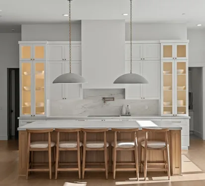 interior residential kitchen cabinet painting with espresso brown finish